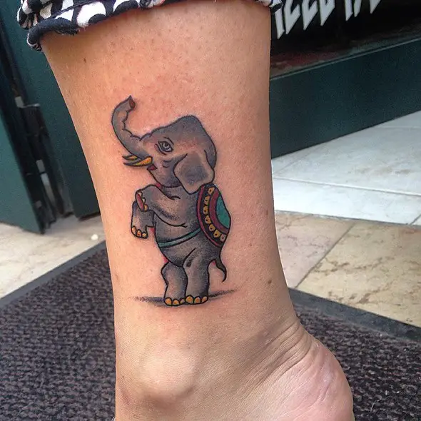 traditonal small elephant tattoo foot