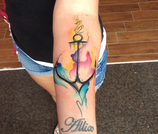 water color anchor tattoo ideas