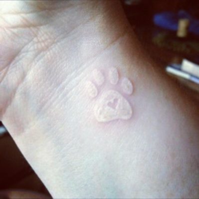 Cute White Ink Paw Print Tattoo