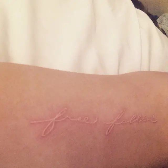 free fallin' white ink tattoo