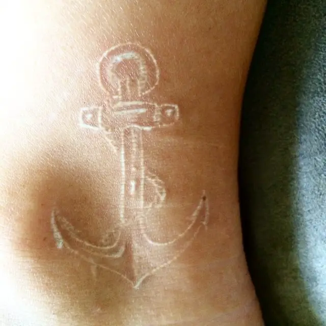 Anchor white ink tattoo