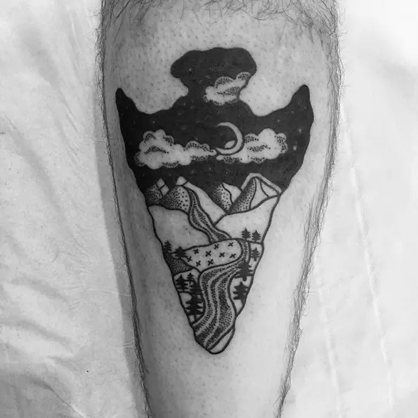 arrowhead dotwork tattoo