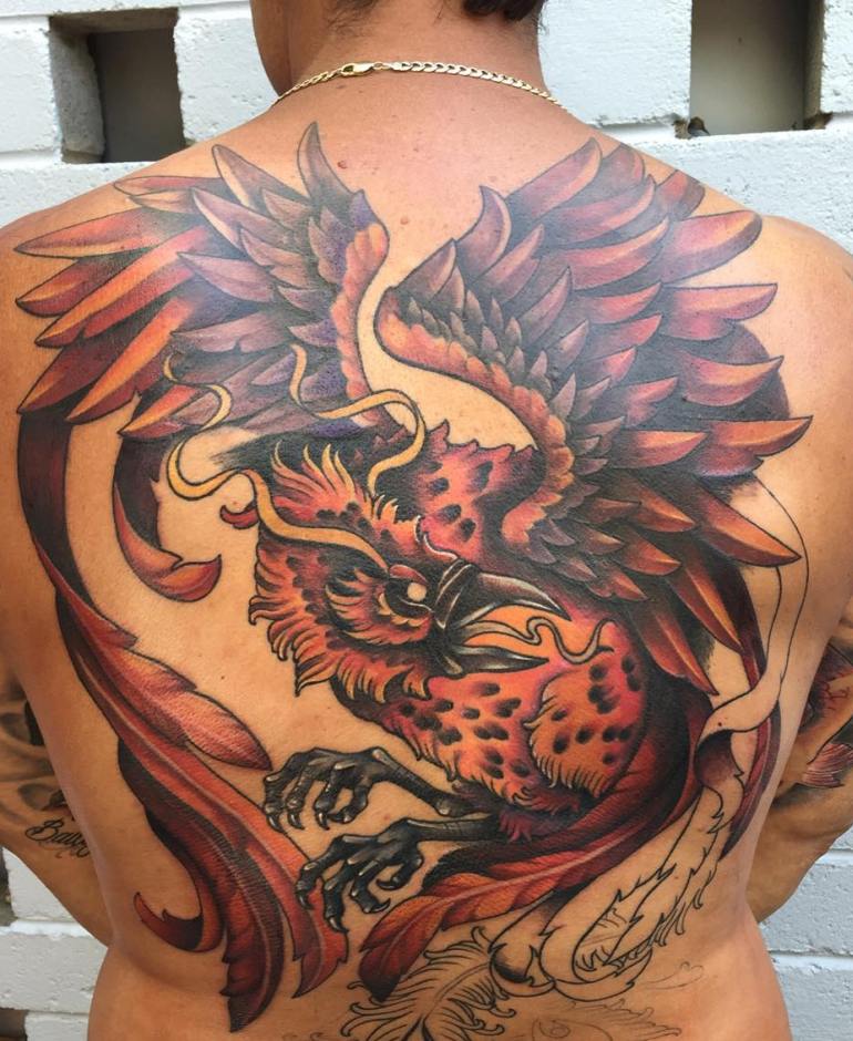 back piece phoenix tattoo