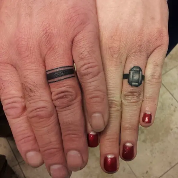 black and grey wedding band tattoo