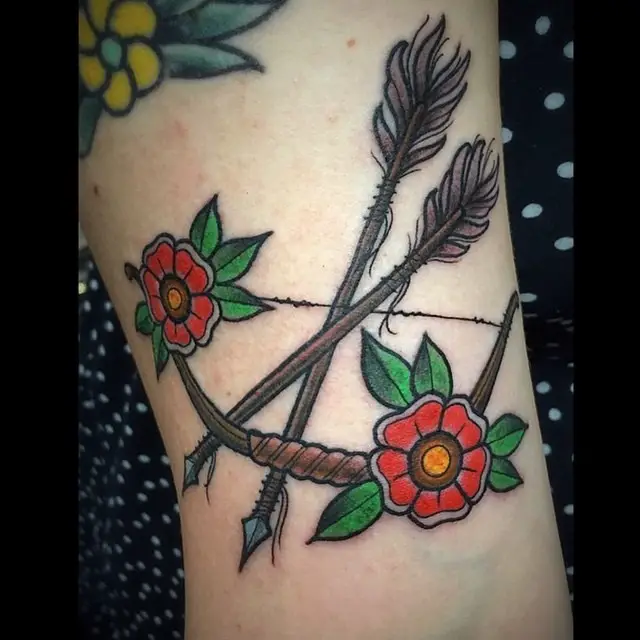 bow-and-arrow-flower-tattoo