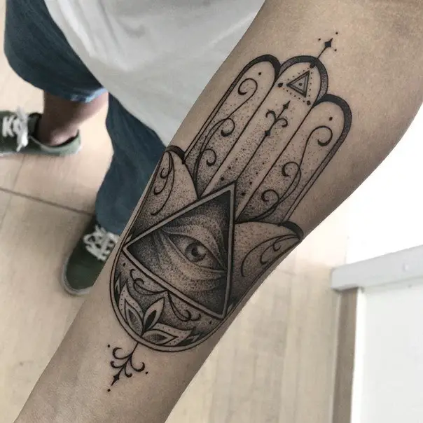 christian hamsa hand tattoo