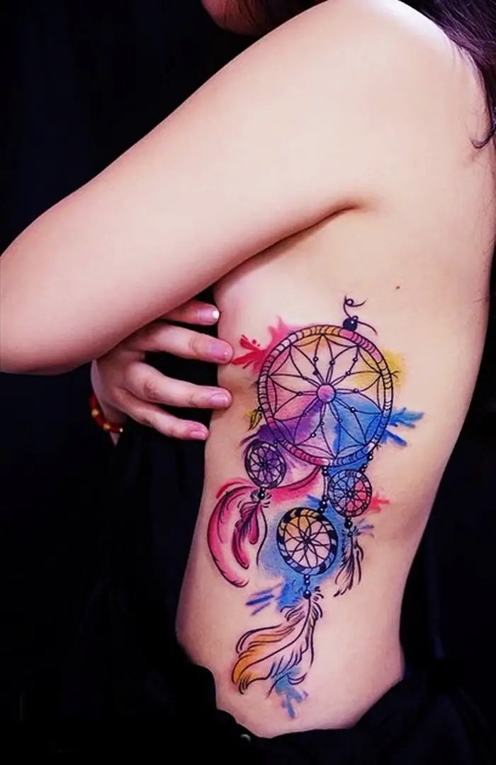 colorful dream catcher tattoo-10
