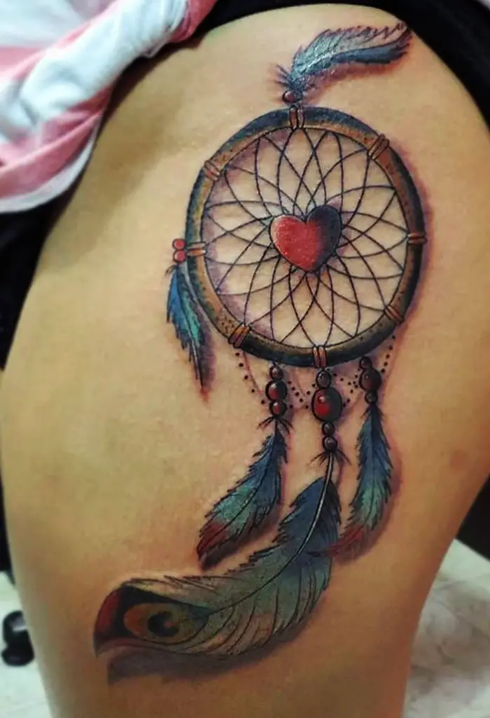 colorful dream catcher tattoo-11