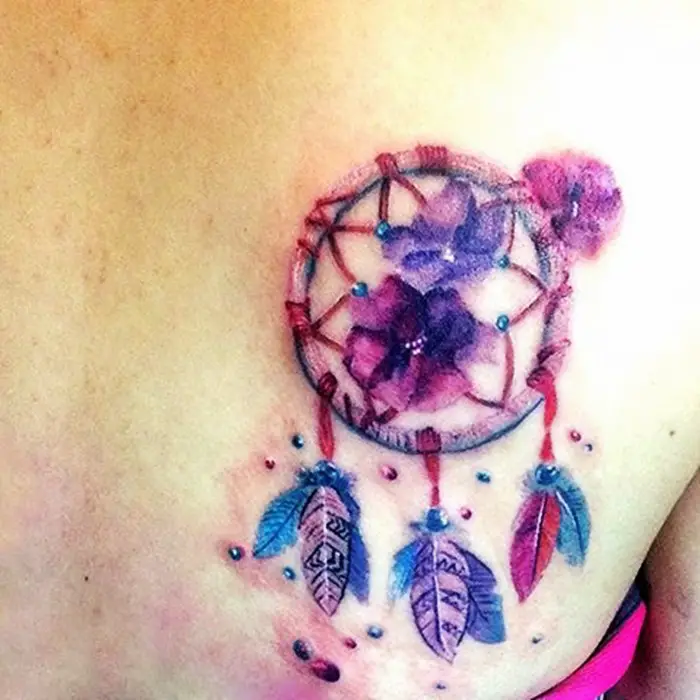 colorful dream catcher tattoo-15