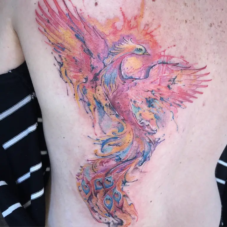 cool-watercolor-phoenix-tattoo