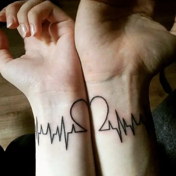 couple lifeline love tattoo wrist