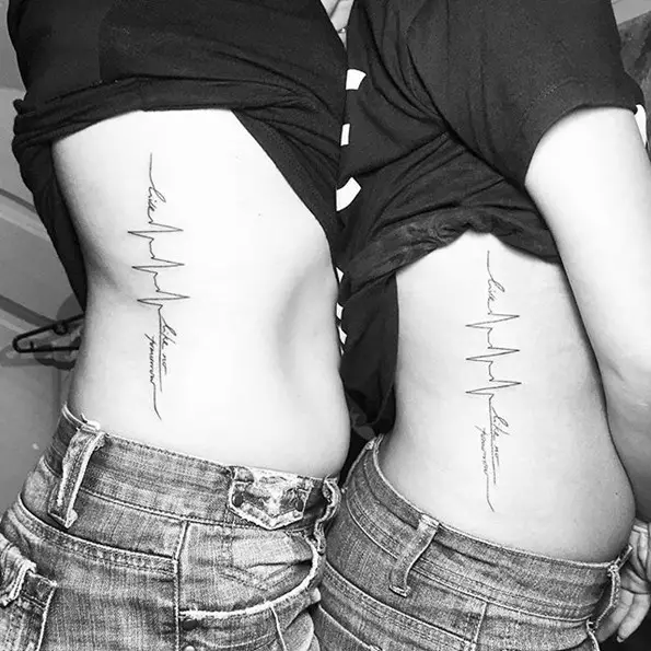 couple lifeline tattoo ideas on ribs
