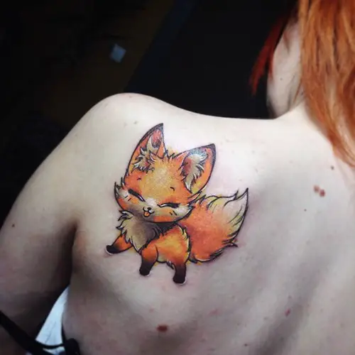 cute-red-fox-tattoo-on-back-for-women