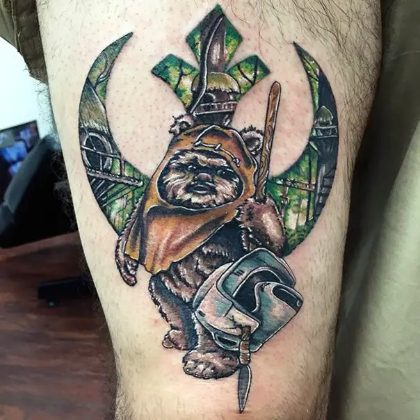 ewok star wars tattoo-11