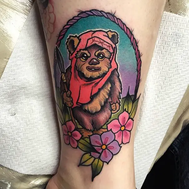 ewok star wars tattoo-17