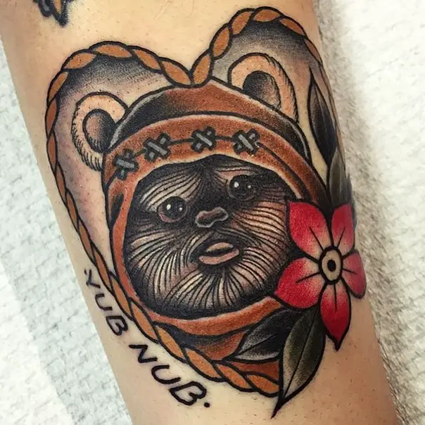 ewok star wars tattoo-7