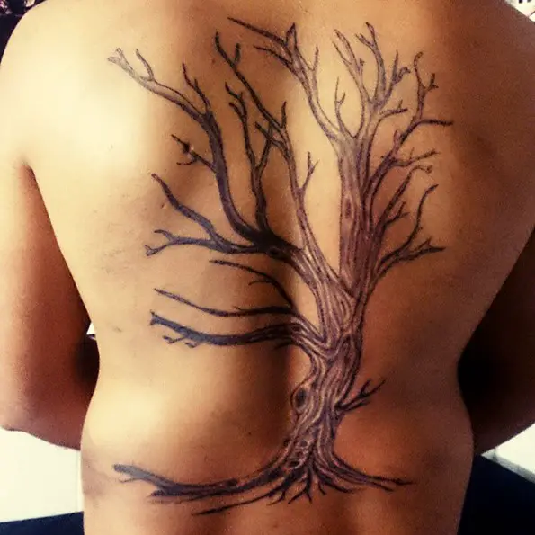 full back dead tree tattoos