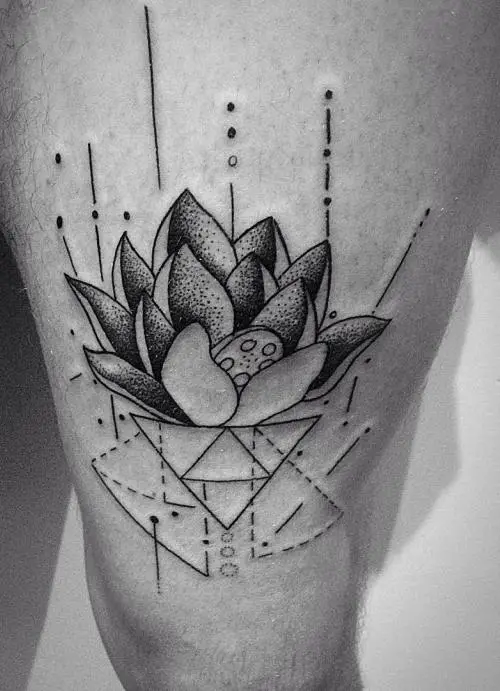 geometric lotus flower tattoo