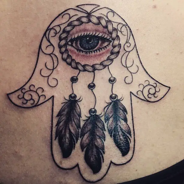 hamsa hand dreamcatcher tattoo