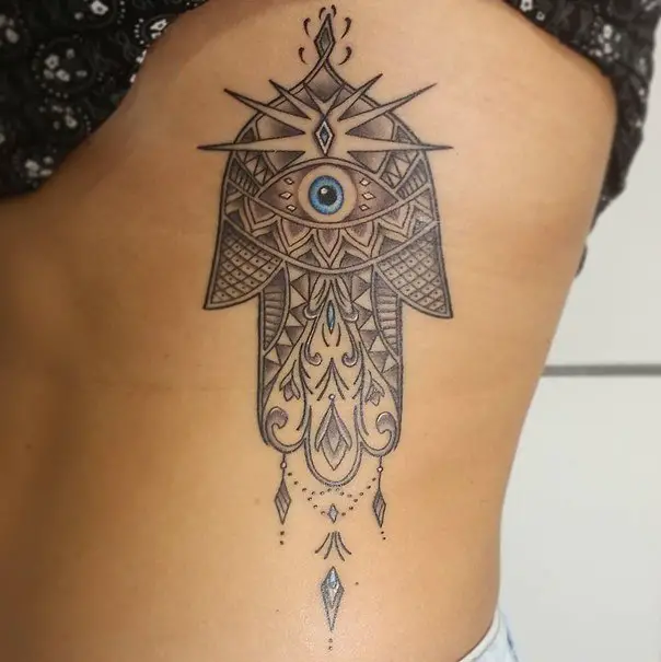 hamsa hand tattoo placement on ribs