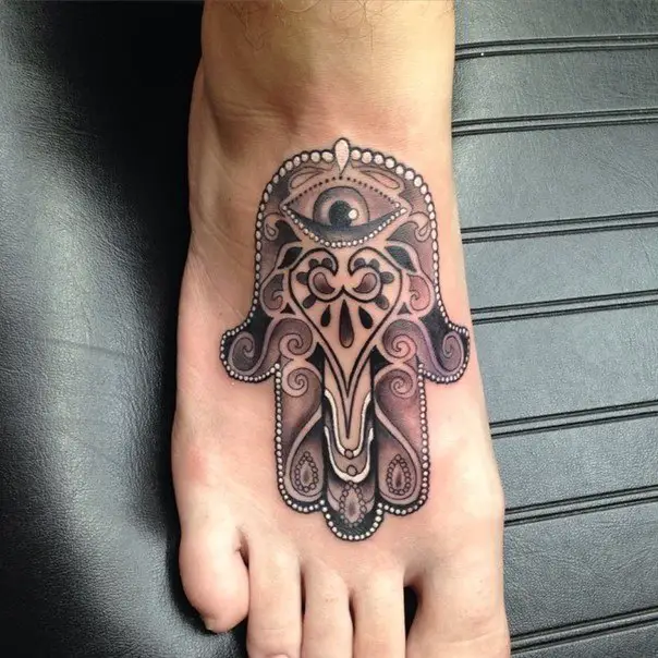 hamsa hand tattoos on foot