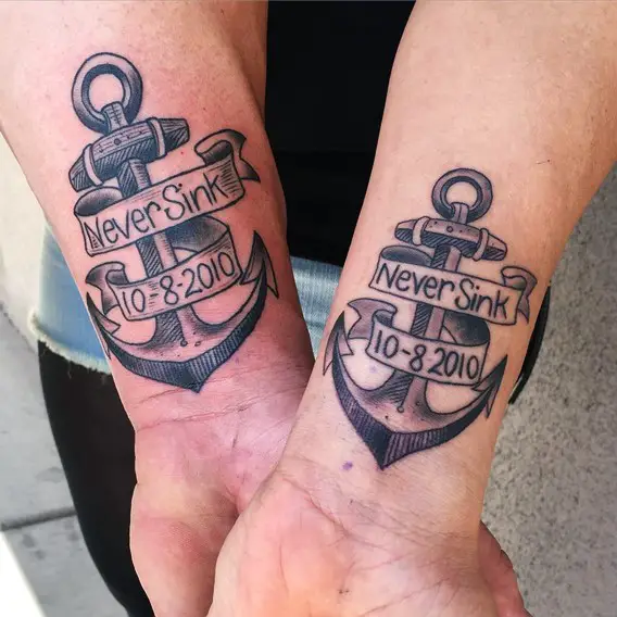 his and hers matching anchor tattoos