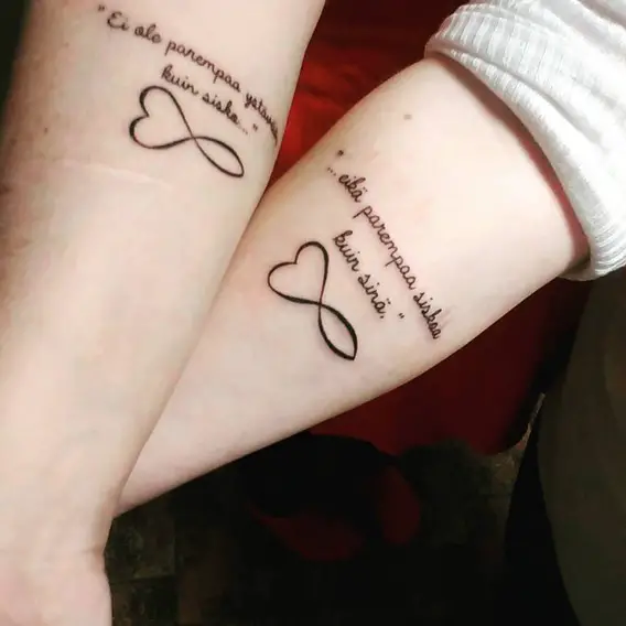 infinity symbol with sisters tattoo