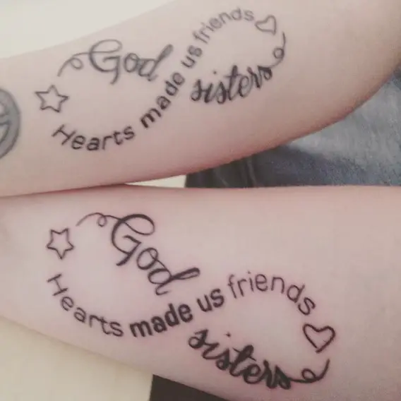 infinity words sister tattoos