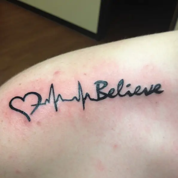 lifeline tattoo with believe words