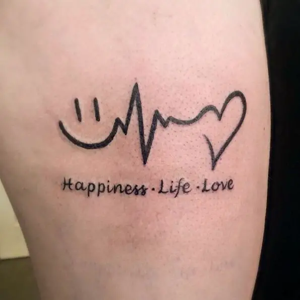 lifeline tattoo with happiness life love words