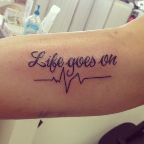 lifeline tattoo with life goes on words