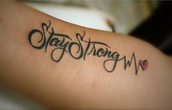 lifeline tattoo with stay strong words
