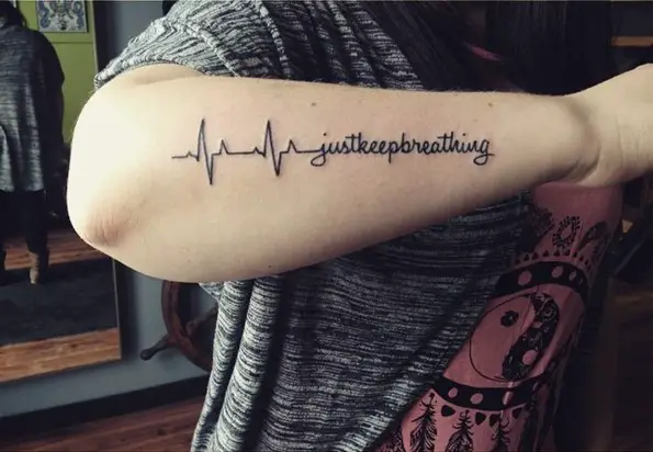 lifeline tattoos with just keep breathing words