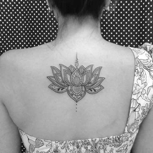 lotus flower tattoo design on back