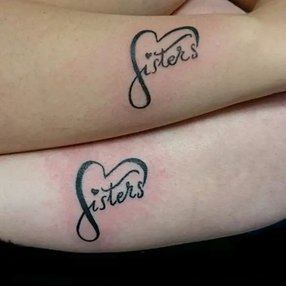 matching heart infinity sisters tattoos