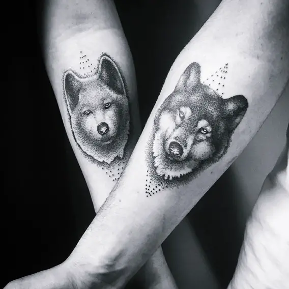 matching his and hers wolf tattoos