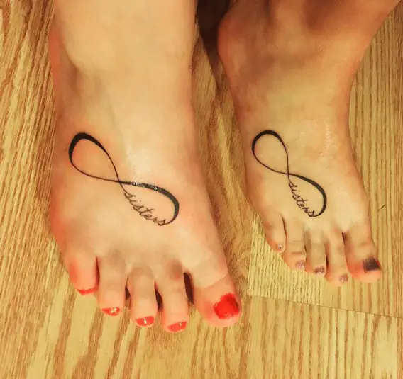 matching sister infinity foot tattoos