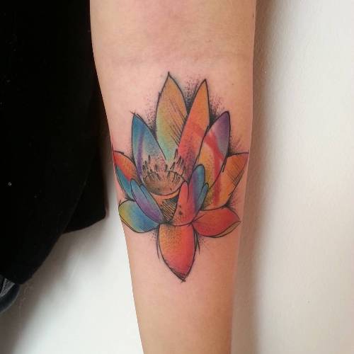 neo traditional lotus tattoo