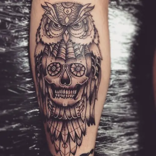 owl skull on the calf