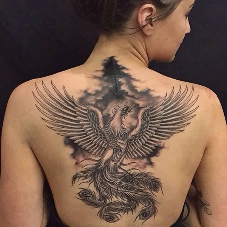 phoenix-tattoo-black-and-grey-on-back