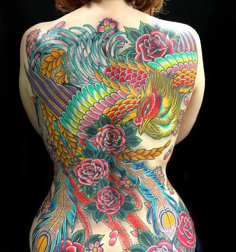 phoenix-tattoo-with-flower-full-back