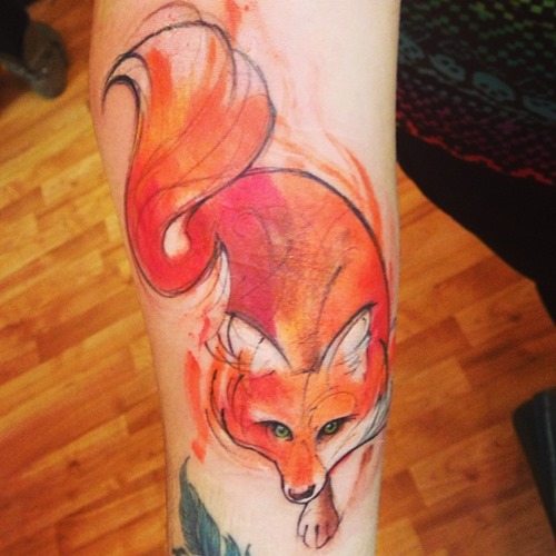 red-fox-watercolor-tattoo-designs-on-arm