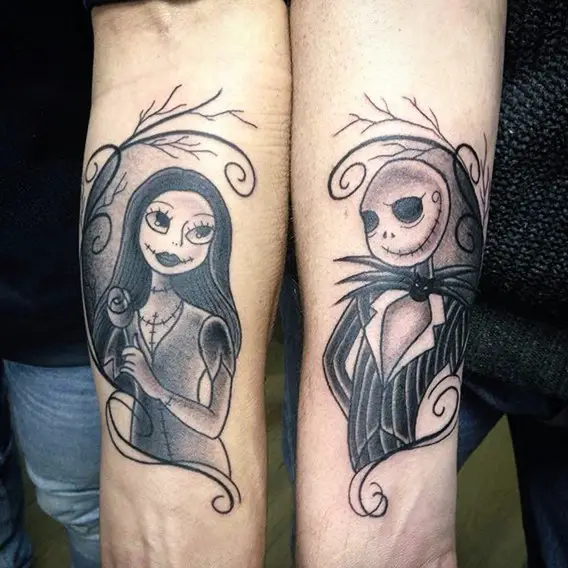 simple nightmare before christmas couple tattoos