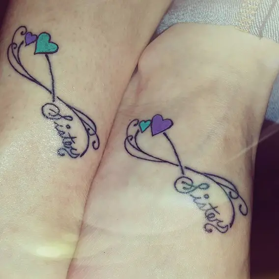 sister tattoos with infinity sign