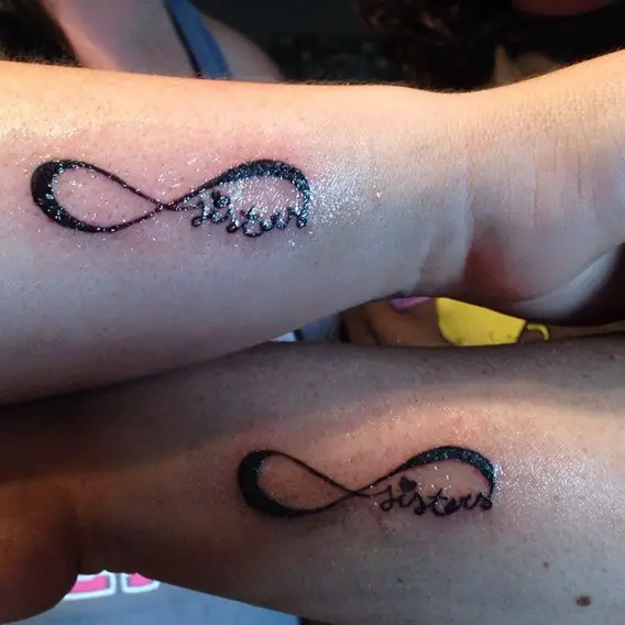 sisters infinity tattoo forearm