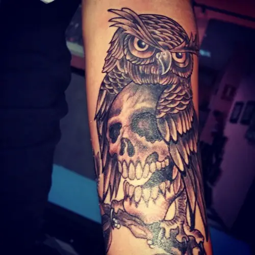 skull inside owl tattoo ideas