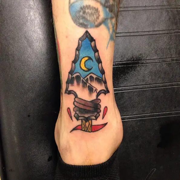 tattoo arrowhead night landscape