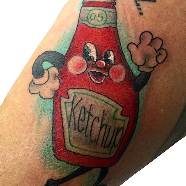 tattoo of ketchup bottle