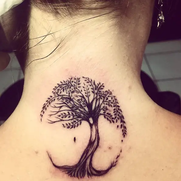 tree of life tattoo on back of neck