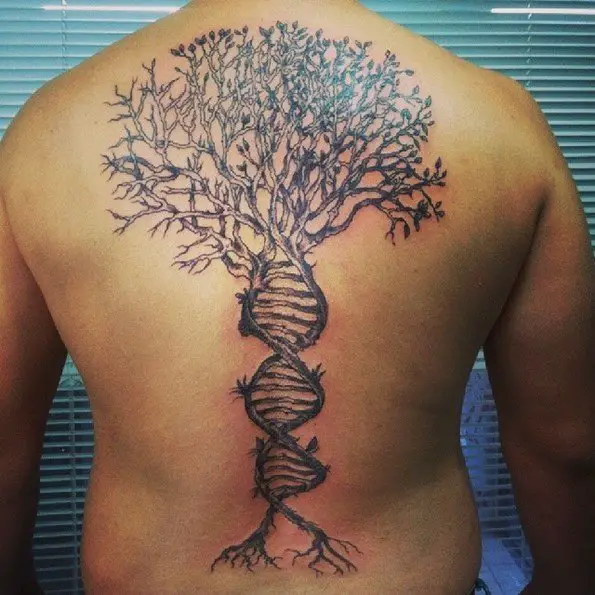 tree tattoos on back for men